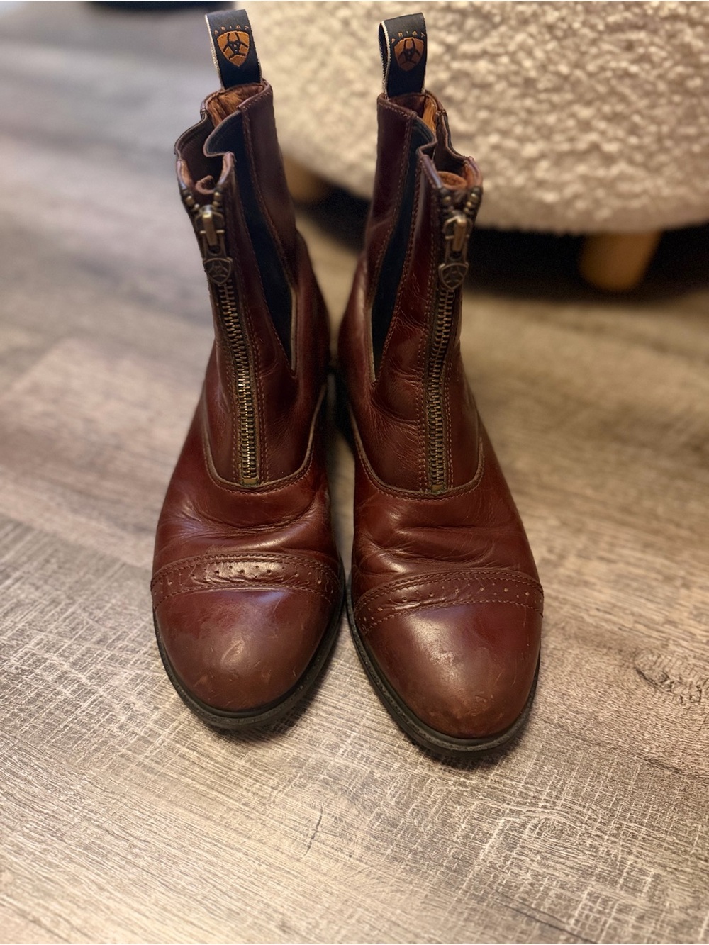 Ariat Women's Leather Zip Paddock Riding Boots Brown Size 7.5 GUC